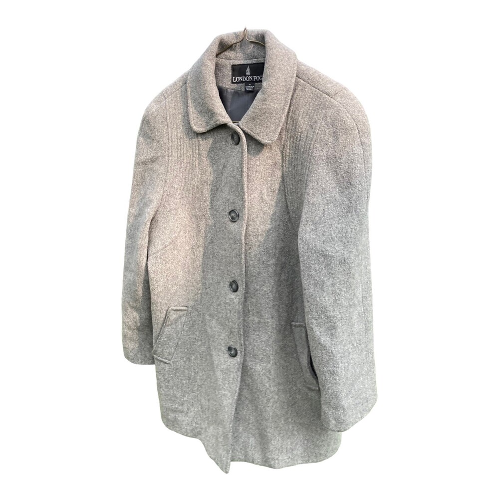 VTG London Fog Coat Womens 10 Gray Wool Knee Length Lined Winter Wool Dress Coat